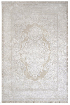 Classic Area Rug - Periwinkle Cream Machine Made Rug with Fringed Edge