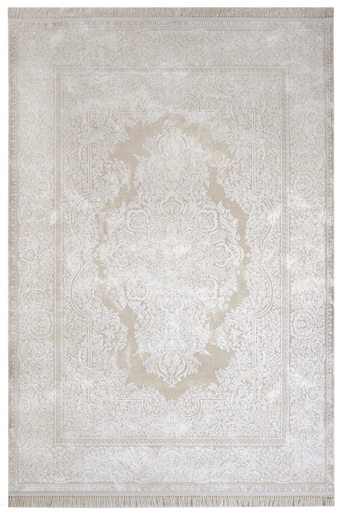 Classic Area Rug - Periwinkle Cream Machine Made Rug with Fringed Edge