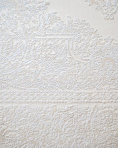 Cream Area Rug – Classic Machine Made Rug with Fringed Edges, Acrylic Floor Carpet