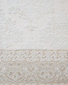 Beige Geometric Area Rug - Machine Made Acrylic Carpet with Fringed Edges