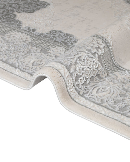 Classic Area Rug – Machine Made Cream Acrylic Carpet with Fringed Edges