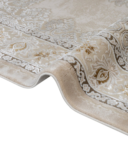 Machine Made Area Rug – Lilac Beige Classic Acrylic Carpet With Fringed Edges