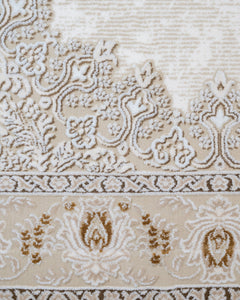 Machine Made Area Rug – Lilac Beige Classic Acrylic Carpet With Fringed Edges