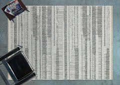 Grey Geometric Area Rug – Machine Made Cotton Yarn Carpet, Washable & Non Shedding