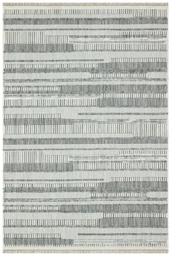 Grey Geometric Area Rug – Machine Made Cotton Yarn Carpet, Washable & Non Shedding