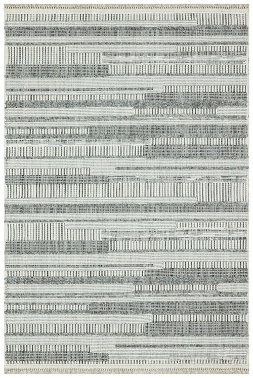 Grey Geometric Area Rug – Machine Made Cotton Yarn Carpet, Washable & Non Shedding