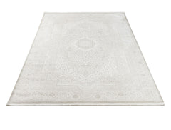 Cotton Area Rug - Machine Made Cream Medallion Rug | Soft Washable Floor Covering