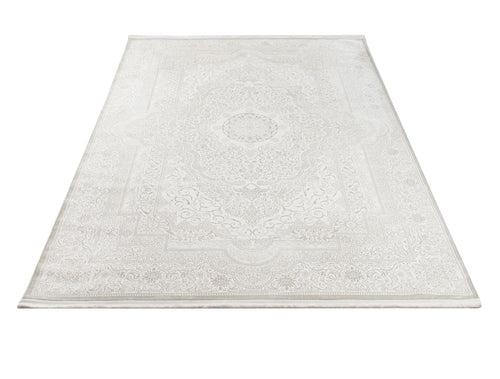 Cotton Area Rug - Machine Made Cream Medallion Rug | Soft Washable Floor Covering