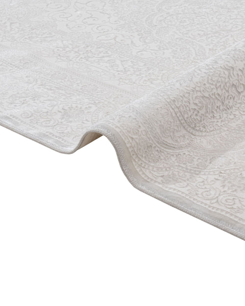 Cotton Area Rug - Machine Made Cream Medallion Rug | Soft Washable Floor Covering