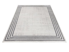 Cotton Area Rug - Hanife Grey Frame Machine Made Non Slip Washable Carpet