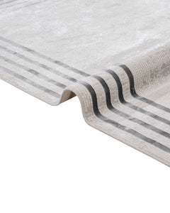 Cotton Area Rug - Hanife Grey Frame Machine Made Non Slip Washable Carpet