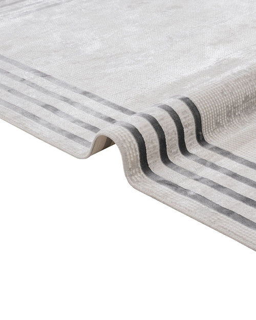 Cotton Area Rug - Hanife Grey Frame Machine Made Non Slip Washable Carpet