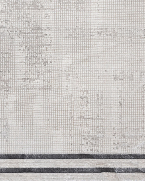 Cotton Area Rug - Hanife Grey Frame Machine Made Non Slip Washable Carpet