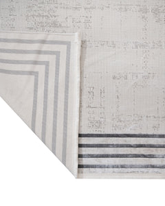 Cotton Area Rug - Hanife Grey Frame Machine Made Non Slip Washable Carpet