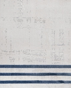 Cotton Area Rug - Machine Made Blue Frame Rug With Anti Slip, Washable Design