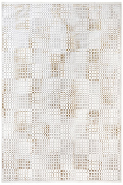 Cotton Area Rug – Gold Geometric Machine Made Rug with Soft Threads