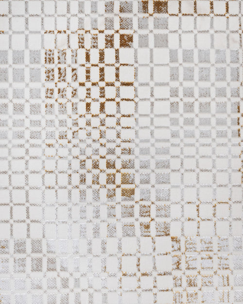 Cotton Area Rug – Gold Geometric Machine Made Rug with Soft Threads