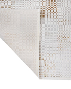 Cotton Area Rug – Gold Geometric Machine Made Rug with Soft Threads