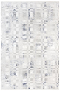 Cotton Area Rug – Machine Made Blue Geometric Rug With Soft Threads & Anti Slip