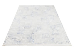 Cotton Area Rug – Machine Made Blue Geometric Rug With Soft Threads & Anti Slip