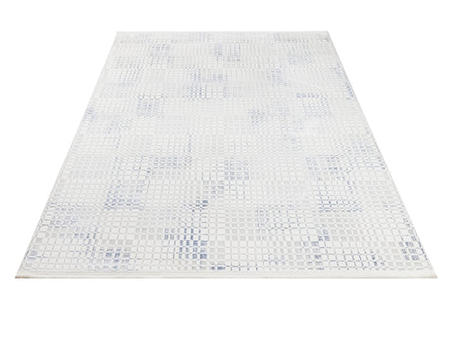 Cotton Area Rug – Machine Made Blue Geometric Rug With Soft Threads & Anti Slip