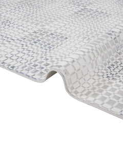 Cotton Area Rug – Machine Made Blue Geometric Rug With Soft Threads & Anti Slip