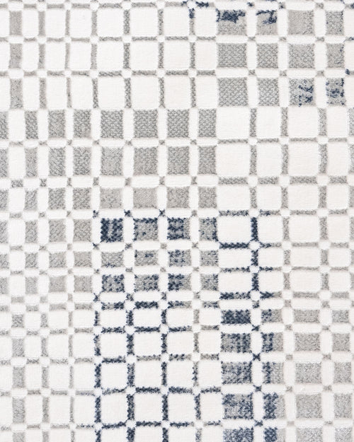 Cotton Area Rug – Machine Made Blue Geometric Rug With Soft Threads & Anti Slip