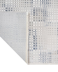 Cotton Area Rug – Machine Made Blue Geometric Rug With Soft Threads & Anti Slip