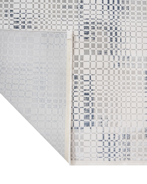 Cotton Area Rug – Machine Made Blue Geometric Rug With Soft Threads & Anti Slip