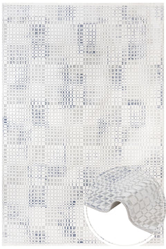 Cotton Area Rug – Machine Made Blue Geometric Rug With Soft Threads & Anti Slip