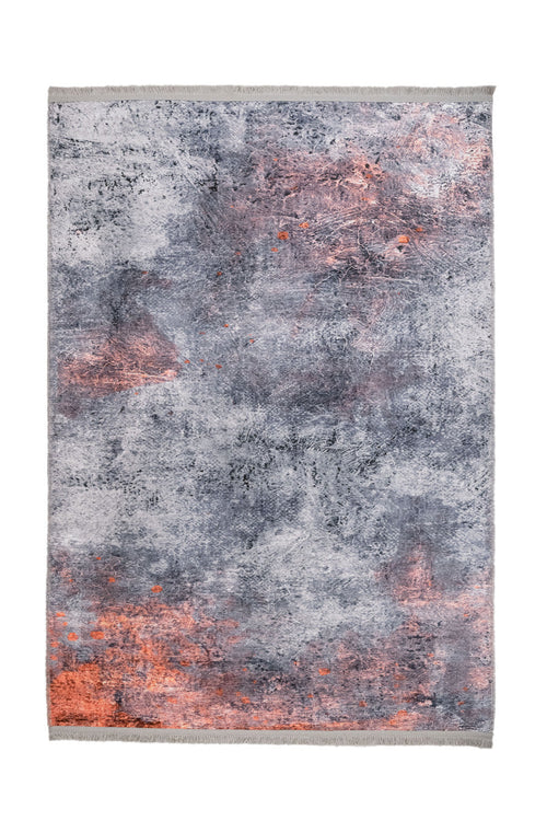 Grey Cotton Area Rug - Digital Print Chenille Carpet for Modern Living Room