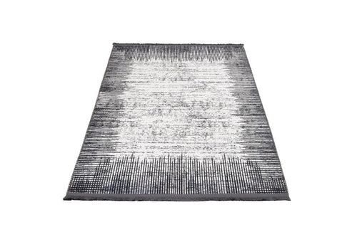 White Striped Area Rug – Soft Cotton Chenille Digital Print Carpet for Living Room