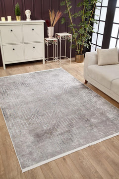Modern Area Rug – Grey Digital Print Non Slip Carpet for Living Room