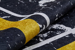 Digital Print Area Rug – Yellow Frame Rug | Black Non Slip Floor Mat, Antibacterial