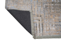 Geometric Area Rug - Grey Cotton Chenille Digital Print Carpet for Modern Living Room