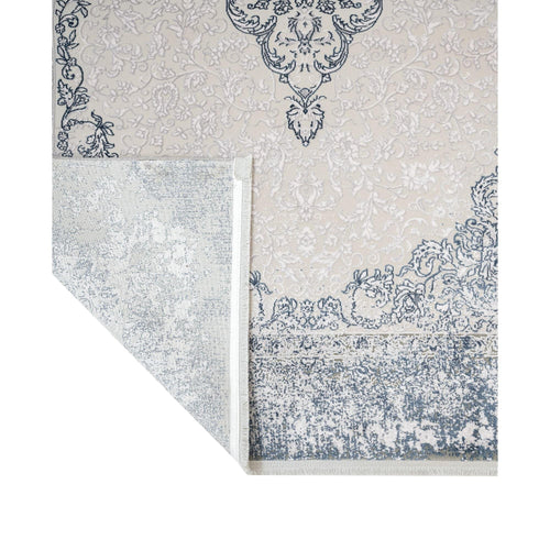 Blue Classic Area Rug – Machine Made Acrylic Carpet With Fringed Edges