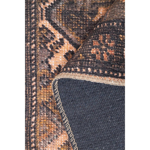 Digital Print Area Rug – Washable Non Slip Brown Medallion Cotton Carpet