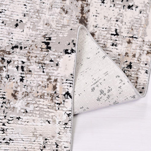 Modern Area Rug – Beige Machine Made Rug with Overlocked Edge, Durable Acrylic