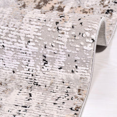 Modern Area Rug – Beige Machine Made Rug with Overlocked Edge, Durable Acrylic