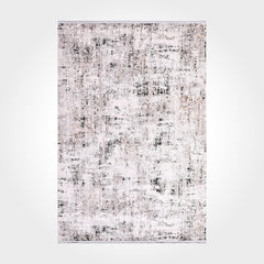 Modern Area Rug – Beige Machine Made Rug with Overlocked Edge, Durable Acrylic