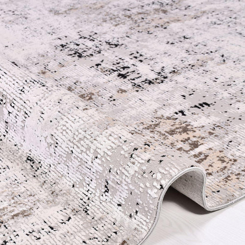 Modern Area Rug – Beige Machine Made Rug with Overlocked Edge, Durable Acrylic