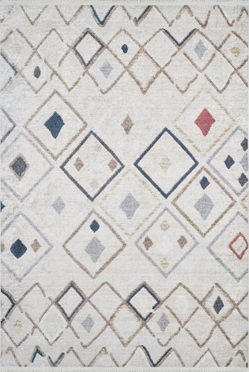 Geometric Area Rug – Beige Digital Print Rug | Non Slip, Antibacterial Carpet