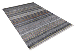 Anthracite Striped Area Rug - Digital Print Non Slip Carpet for Living Room