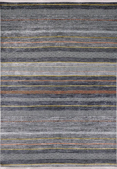 Anthracite Striped Area Rug - Digital Print Non Slip Carpet for Living Room