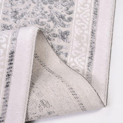 Grey Area Rug - Machine Made Rug with 10 mm Pile Height | Classic Frame Design