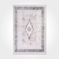 Grey Area Rug - Machine Made Rug with 10 mm Pile Height | Classic Frame Design