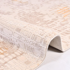 Modern Area Rug – Machine Made Brown Rug with Overlocked Edge, Soft Pile Carpet