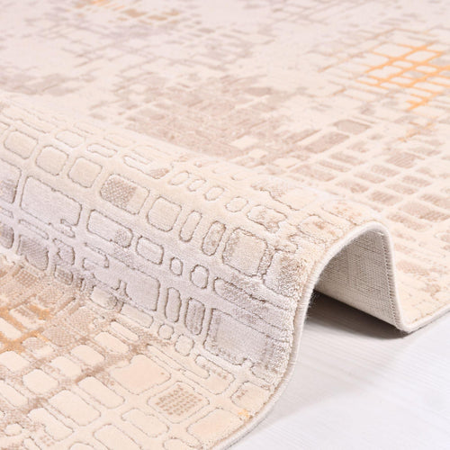 Modern Area Rug – Machine Made Brown Rug with Overlocked Edge, Soft Pile Carpet