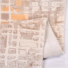 Modern Area Rug – Machine Made Brown Rug with Overlocked Edge, Soft Pile Carpet