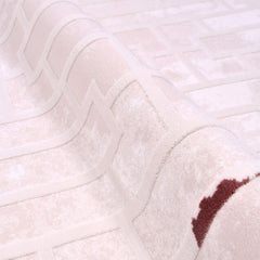 Geometric Area Rug – Machine Made Burgundy Cream Rug With Laser Cut Edges